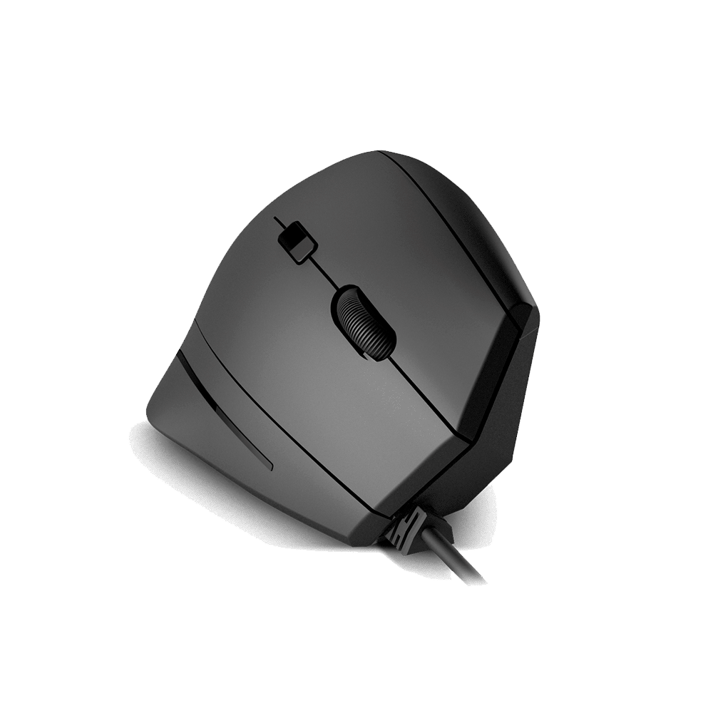 MOUSE ERGONOMICO USB KLIP KMO-505 KREST 1600DPI/6 BOT/DIESTRO/NEGRO