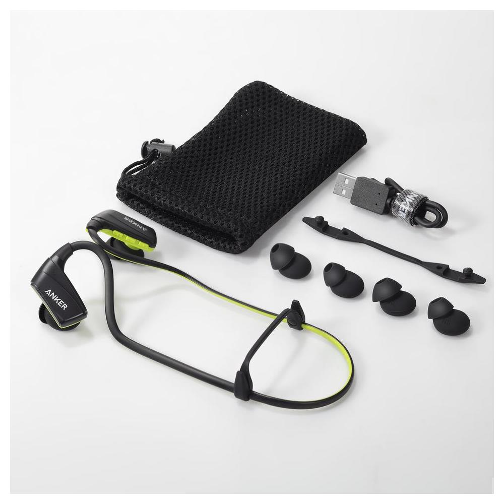  Anker SoundBuds - Auriculares inalámbricos de curva, Bluetooth  4.1, deportivos, con gancho para los oídos, impermeables, con revestimiento  nano, batería de 14 horas, cancelación de ruido CVC, para gimnasio y correr
