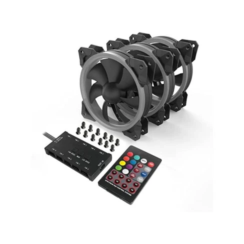 Cooler para Gabinete Redragon 3x12CM RGB 1 Ring + Control GC-F008