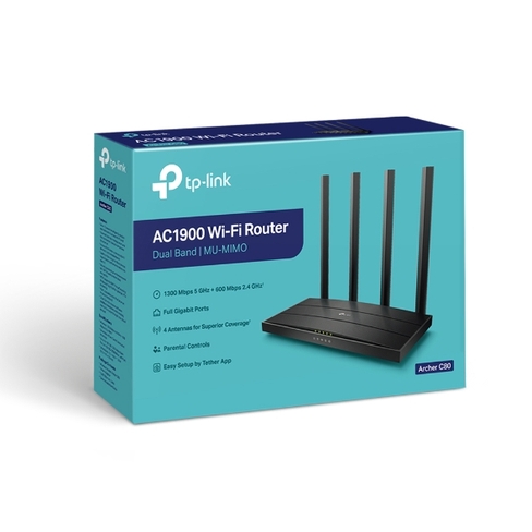 Router Inalámbrico TP-Link Archer C80 de Doble Banda AC1900 MU-MIMO