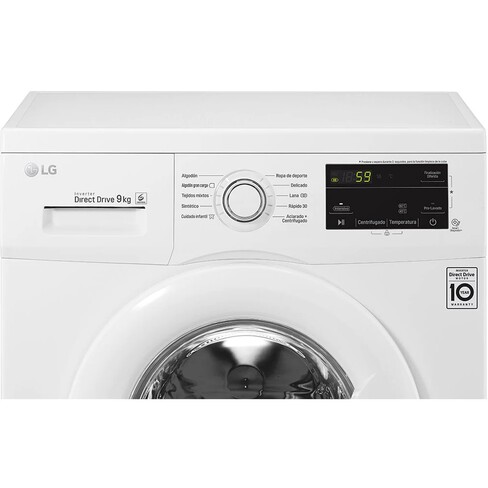 Lavarropas LG de Carga Frontal Inverter 9Kg WM9WE6