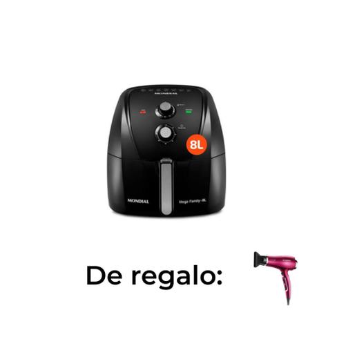 COMBO Freidora Mondial MEGA FAMILY 8Lts AFN-80-FB + SECADOR DE PELO MONDIAL CHROME PINK de REGALO 